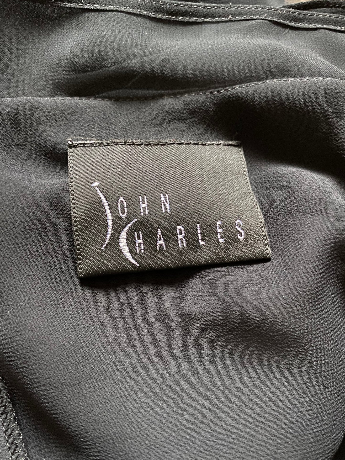 Vintage John Charles black layered evening gown UK 10