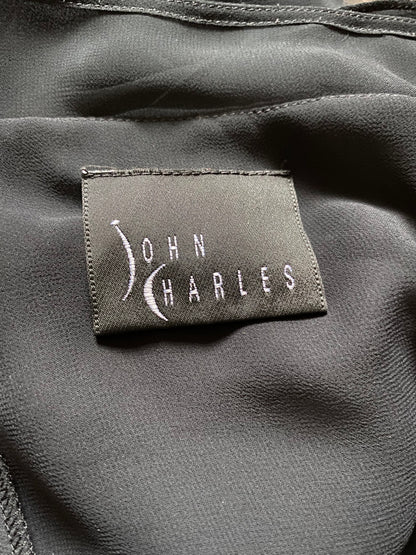 Vintage John Charles black layered evening gown UK 10