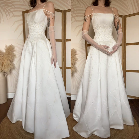 Maggie Sottero Couture ivory a-line beaded wedding dress uk 8