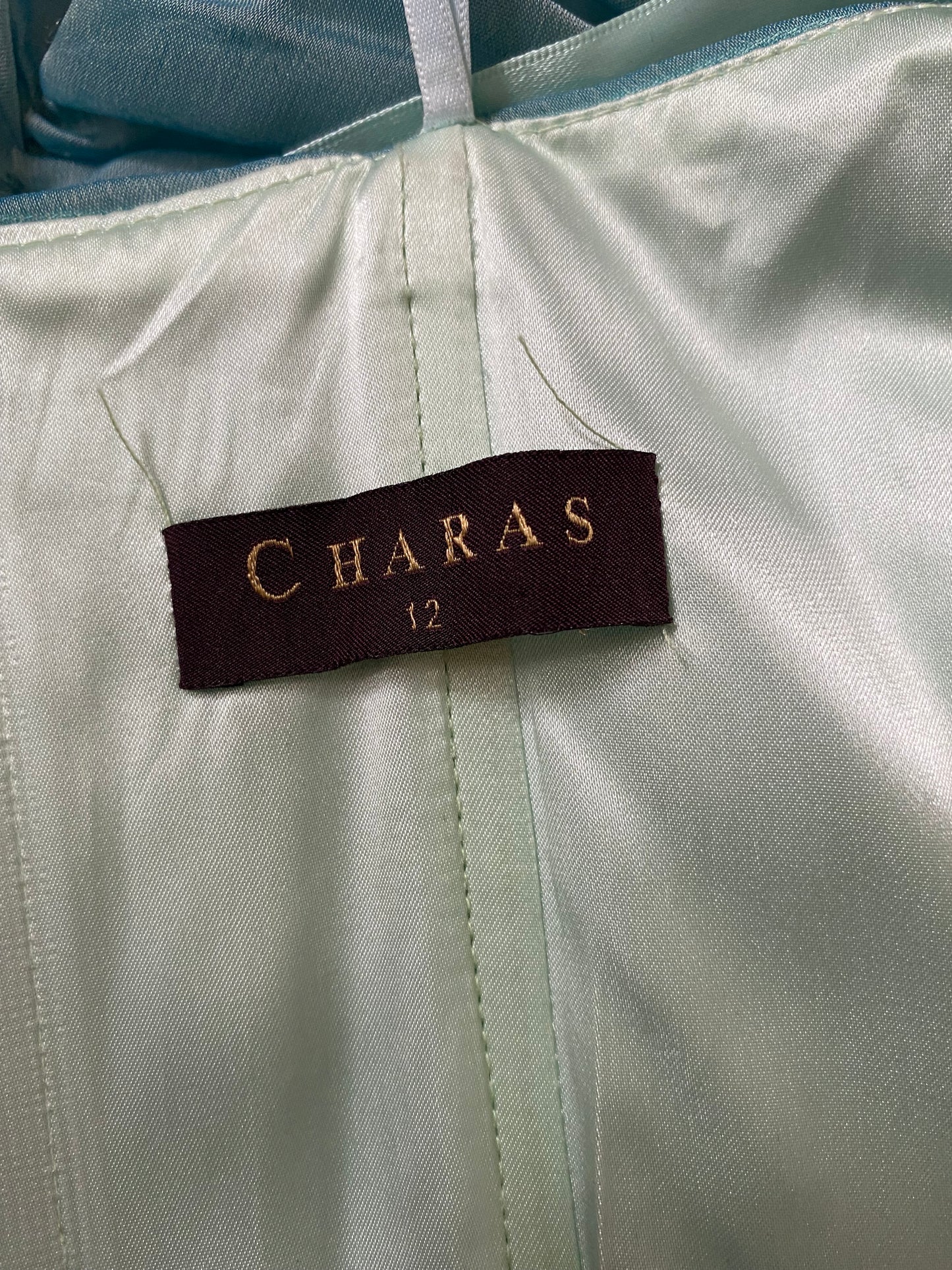 Blue strapless lace up evening midi dress UK 8-10