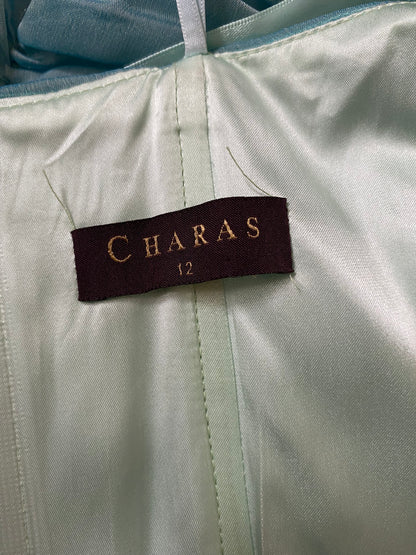 Blue strapless lace up evening midi dress UK 8-10