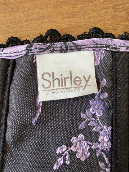 Lilac Shirley of Hollywood floral boned lace up corset UK 10