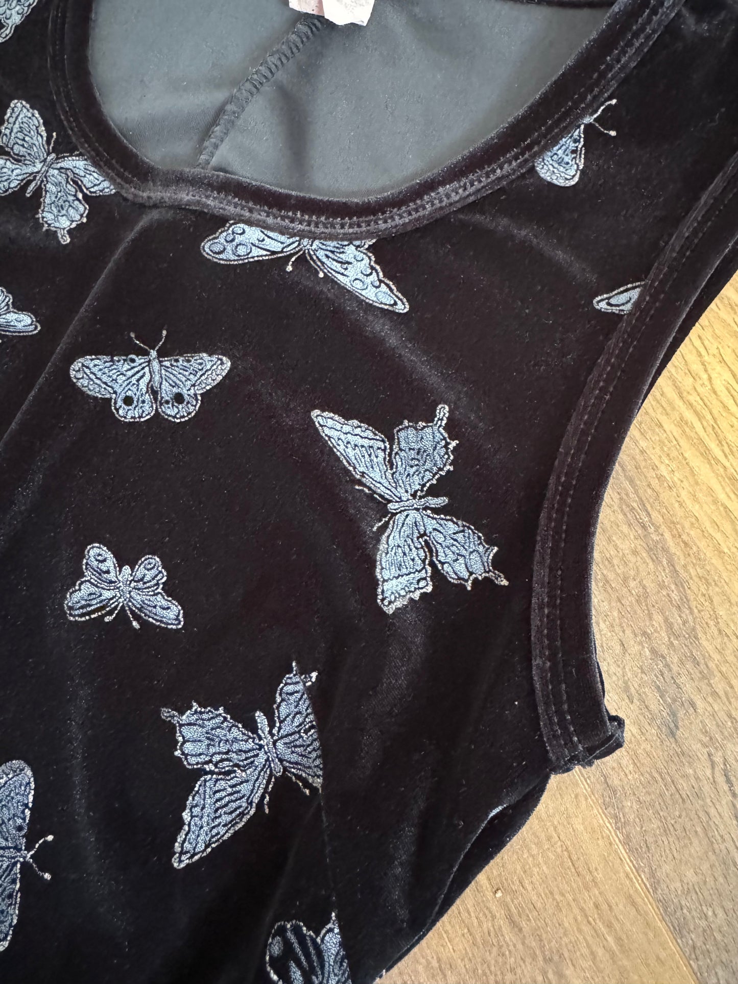 Black velvet butterfly y2k evening dress uk 10