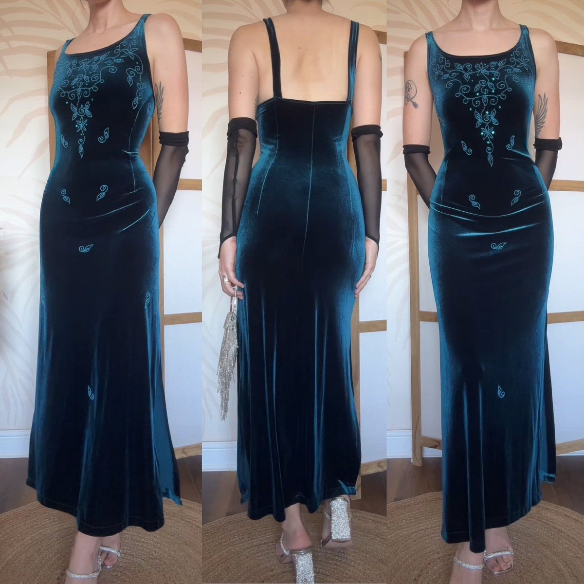 Gina Bacconi teal velvet dress uk 16