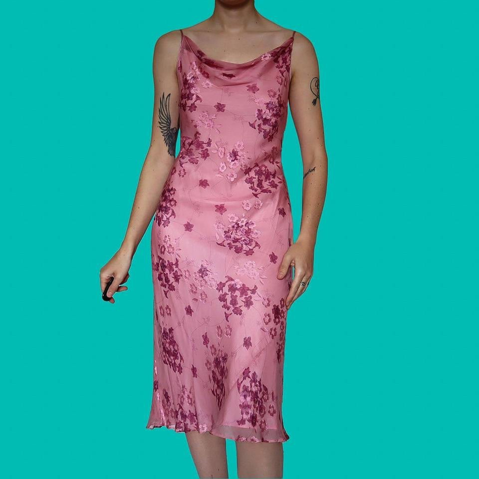 Pink Anne Brooks petite midi dress UK 12