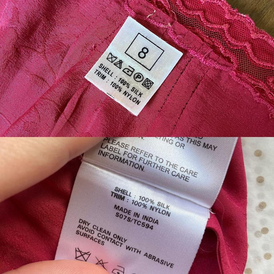 100% silk pink 2 piece uk 8-10/S