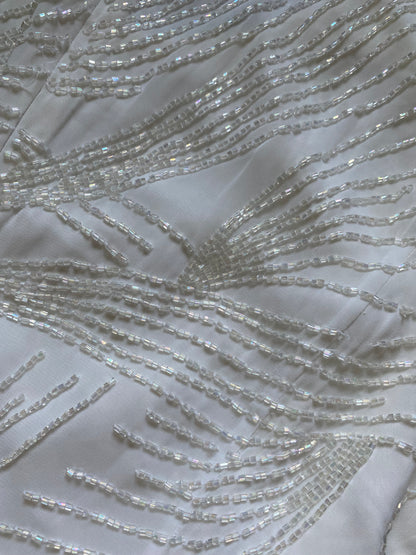 Frank Usher vintage white heavily beaded wedding dress UK 16