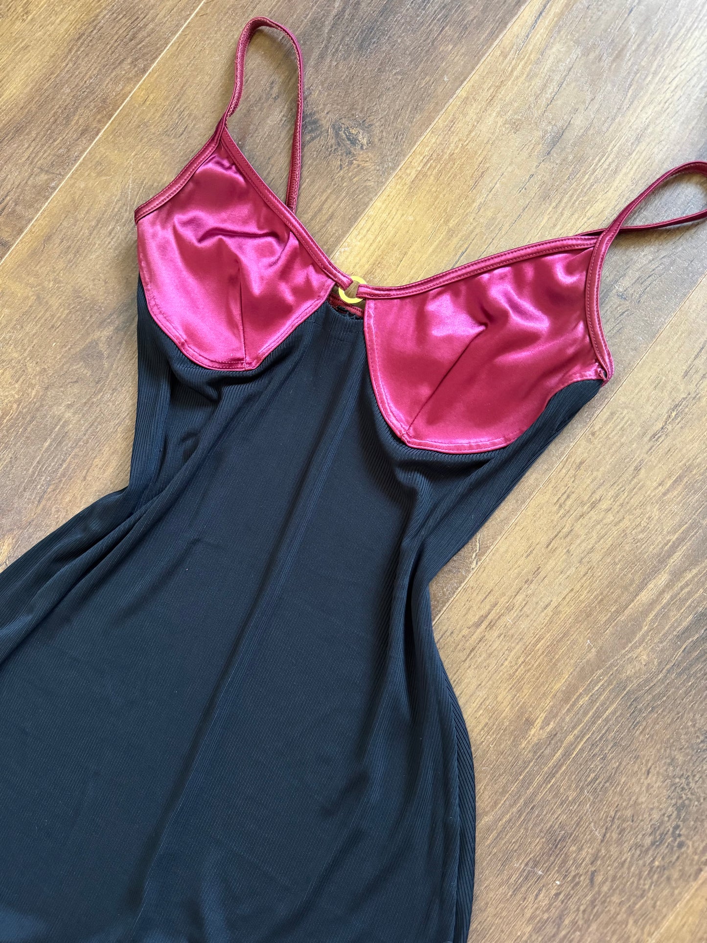Black & pink stretch bodycon dress uk 10
