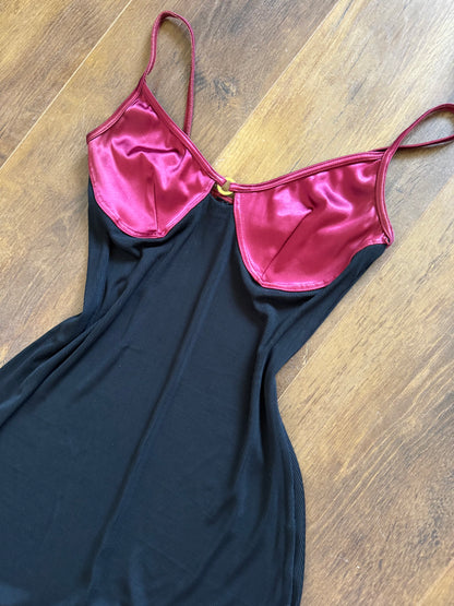 Black & pink stretch bodycon dress uk 10