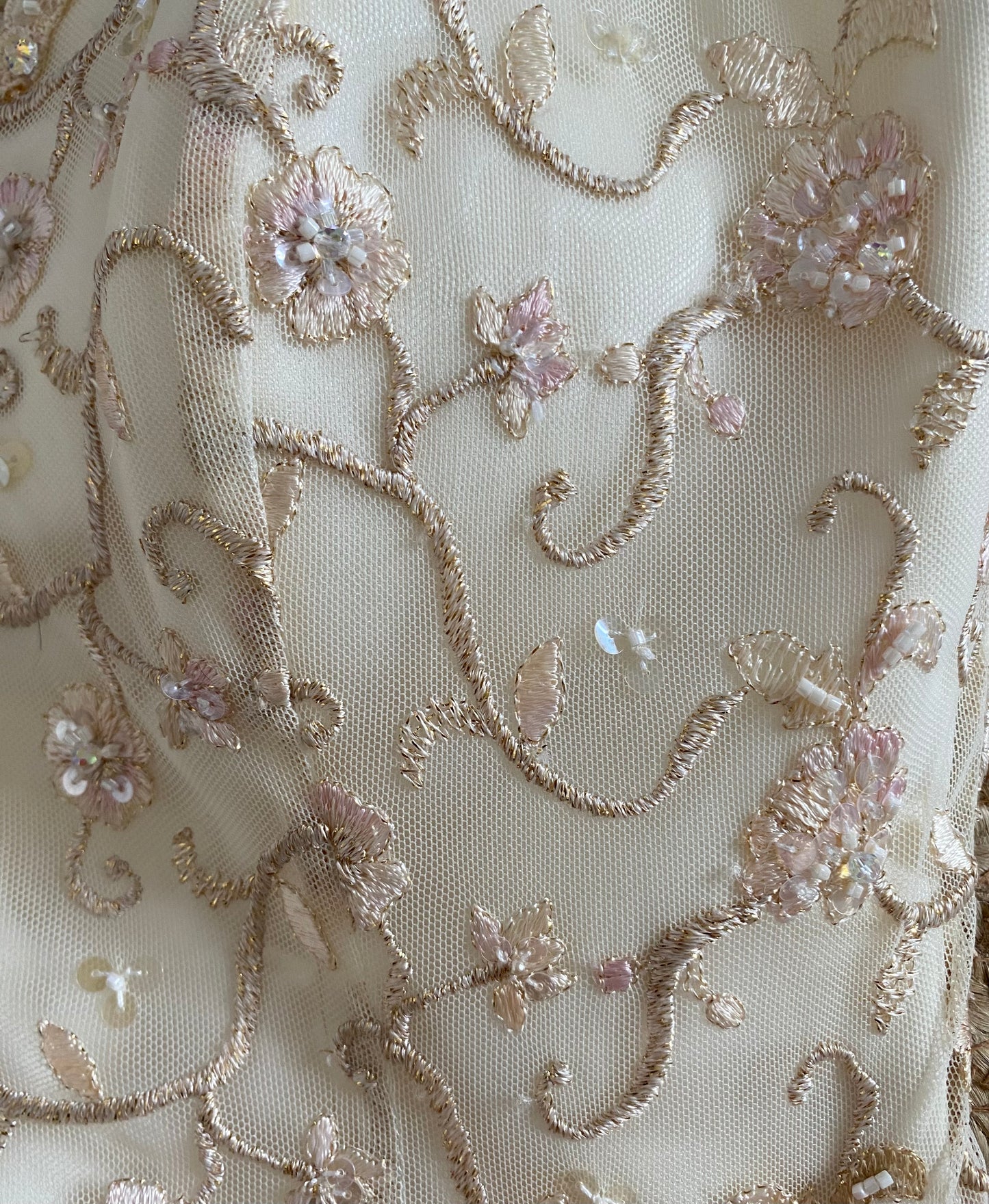 Justin Alexander cream off shoulder embroidered wedding dress uk 8