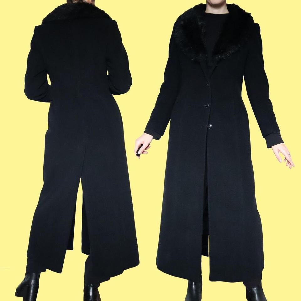 Wool blend black long coat UK 12