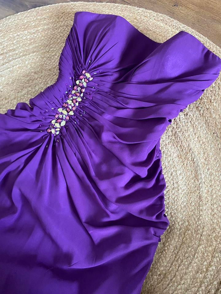 Goya purple strapless prom dress uk 12 available