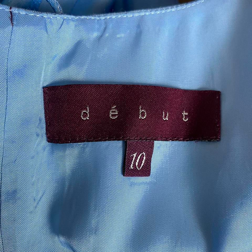 Debut ice blue a-line beaded dress & shawl UK 10