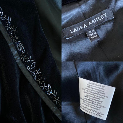 Laura Ashley velvet beaded blazer jacket UK M