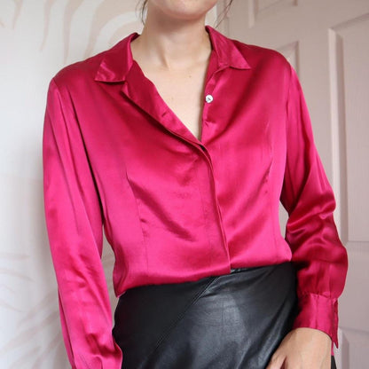 Pink 100% silk blouse UK 12/M