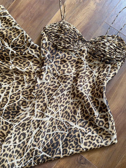 Dusk leopard print evening dress UK 10