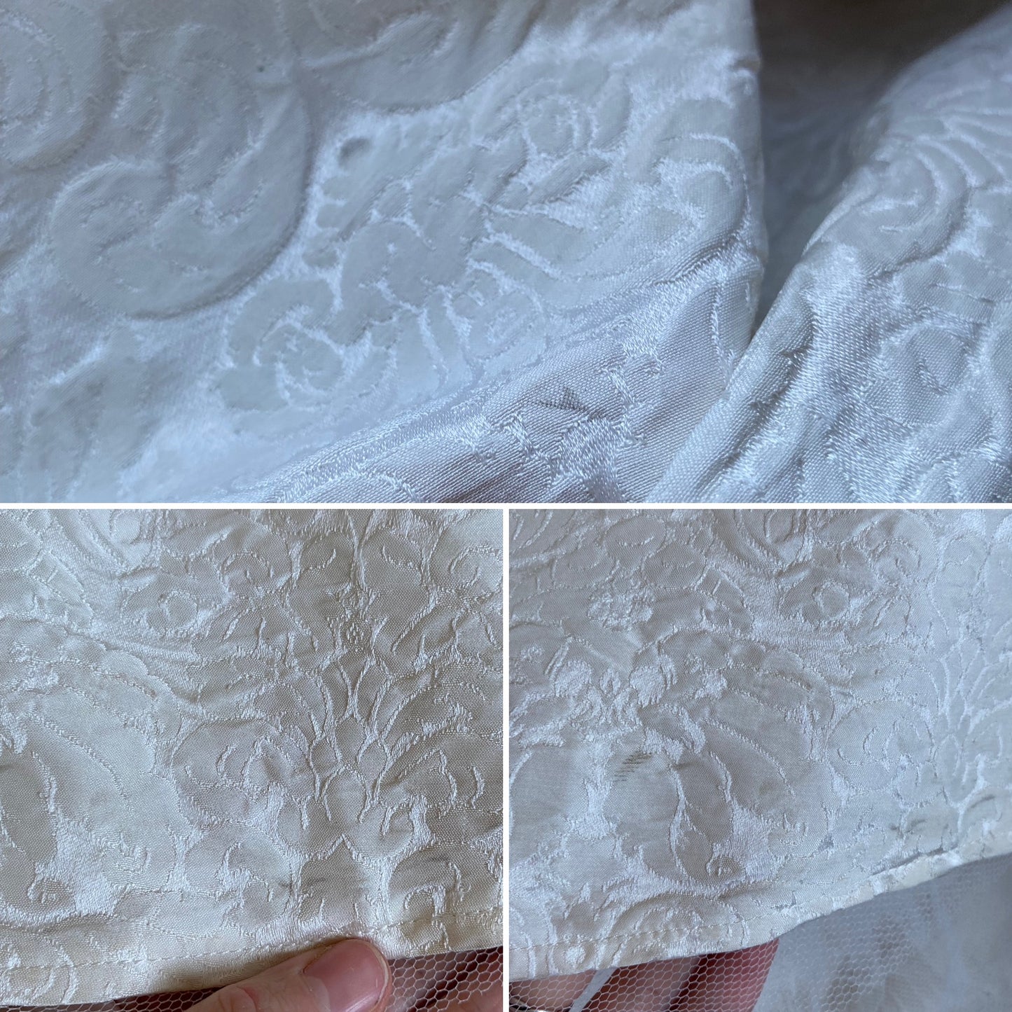 Ivory floral jacquard fit & flare wedding dress uk 10
