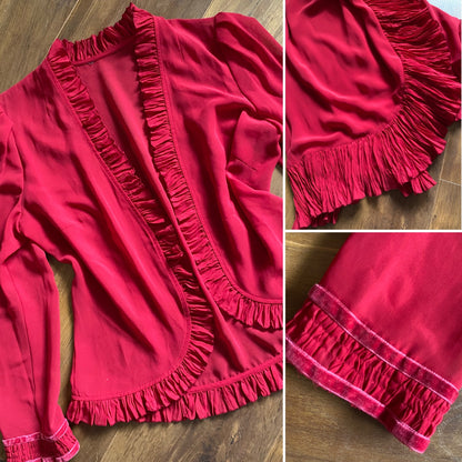 Debut red chiffon 2-piece dress & jacket uk 12