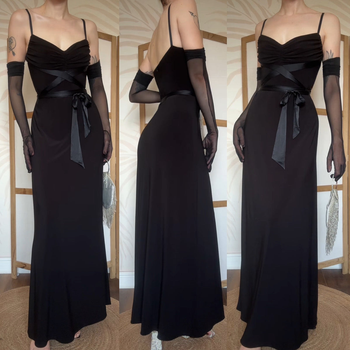 Black 90s stretch evening dress uk 12
