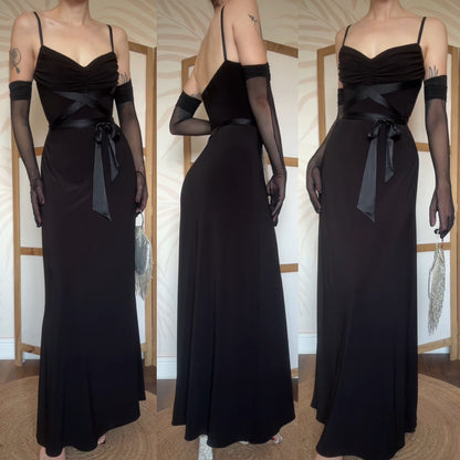 Black 90s stretch evening dress uk 12
