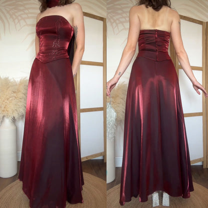 Shimmery dark red 3-piece prom set uk 8-10