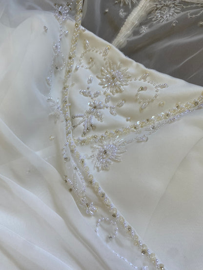 Ivory chiffon long sleeve wedding dress uk 10