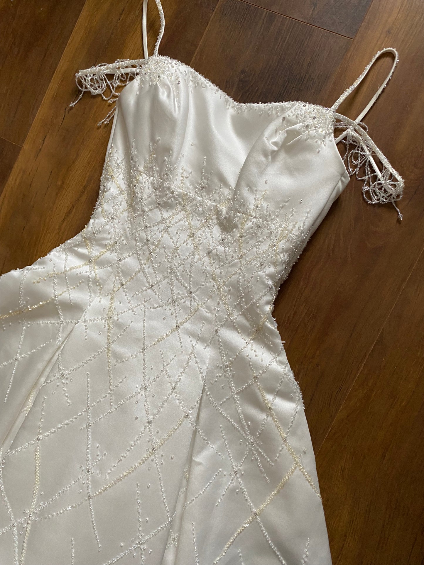 Maggie Sottero Couture ivory a-line beaded wedding dress uk 8