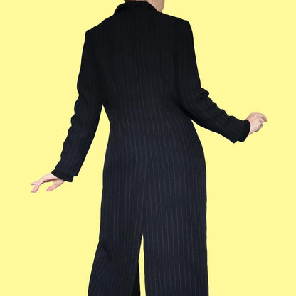 Black vintage Mark Angelo pinstripe long jacket UK 12