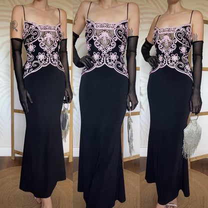 Wondaland black & pink stretch evening dress uk 12