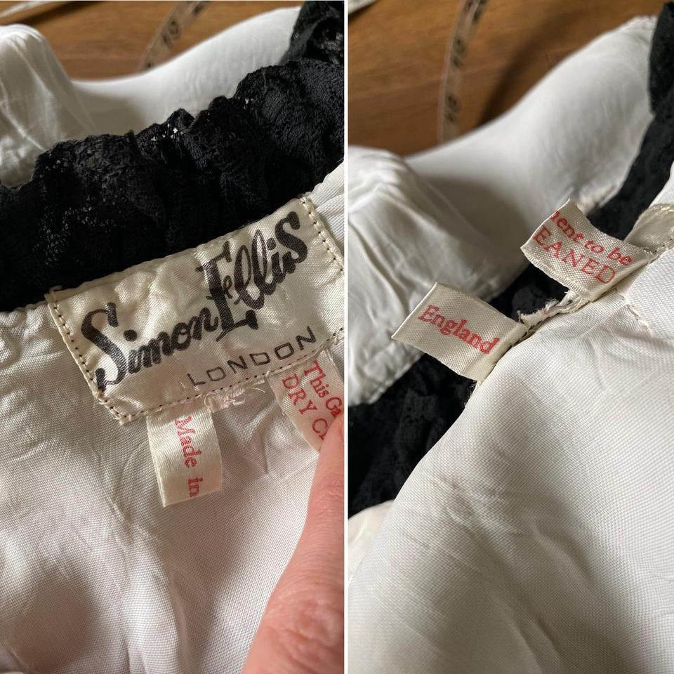 Simon Ellis 60s black & white long sleeve dress uk 10