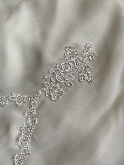 White 70s lace flared sleeve wedding dress uk 10-12