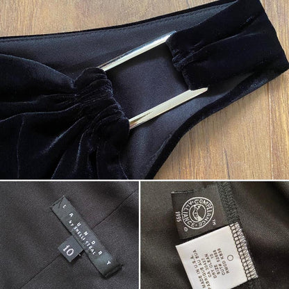 Laundry 90s black one shoulder velvet evening dress UK 14