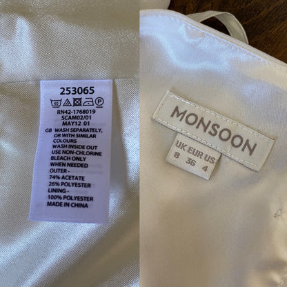 Monsoon cream ivory wedding dress uk 8