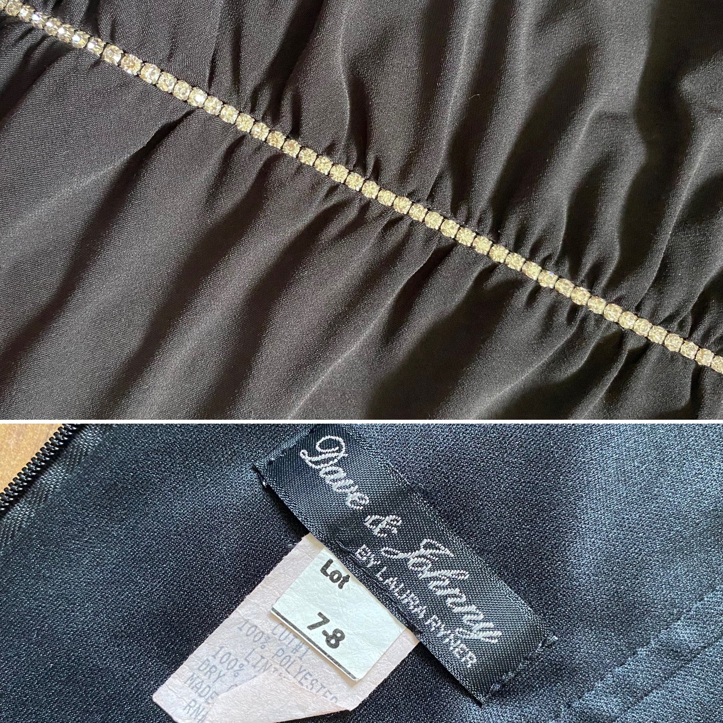 Black Dave & Johnny stretch diamanté evening dress UK 12