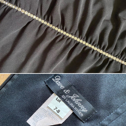 Black Dave & Johnny stretch diamanté evening dress UK 12