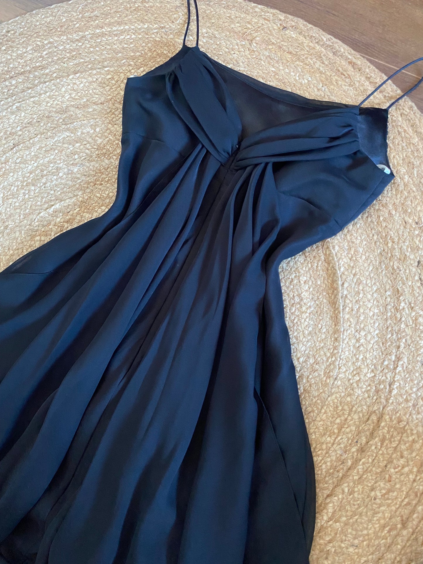 Tiffany’s black chiffon prom dress uk 10-12
