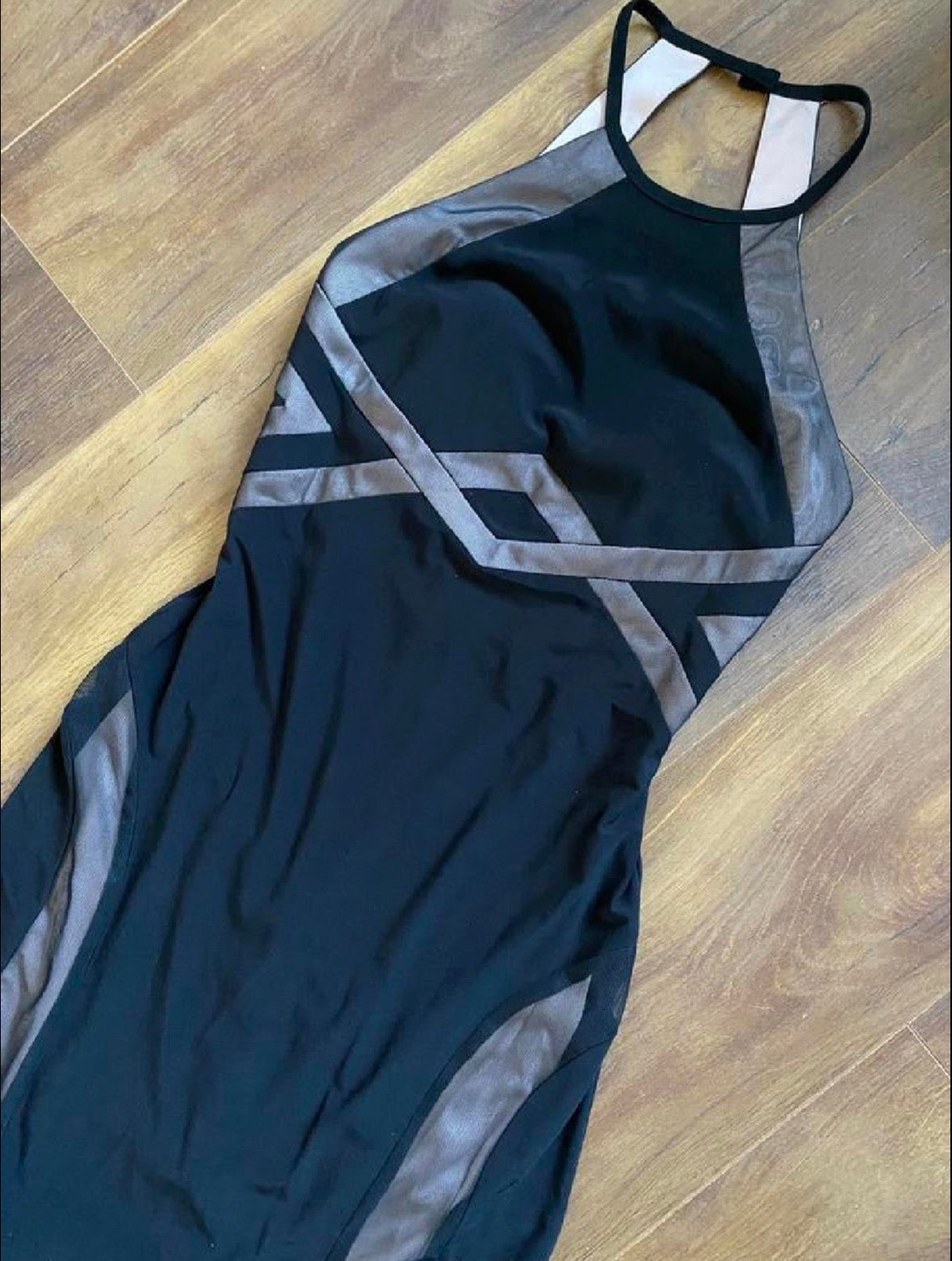 Black stretch Morgan & Co evening dress uk 8
