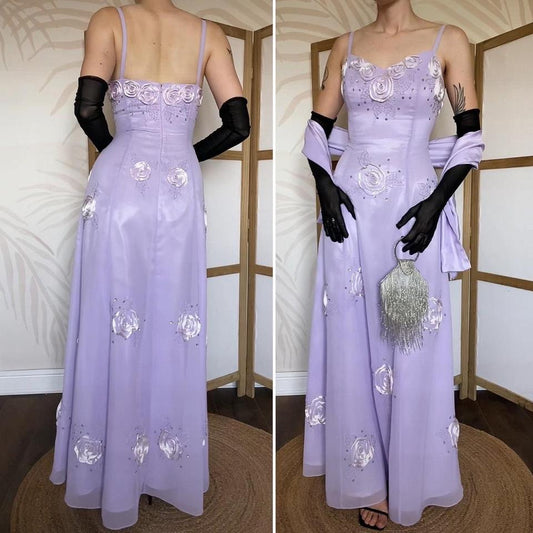 Jora Collection purple chiffon evening dress & shawl uk 10