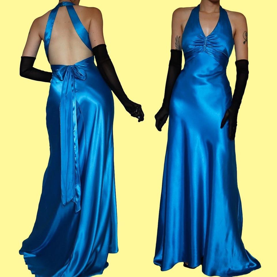 Zum Zum sapphire open back evening prom dress UK 12