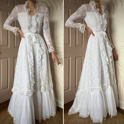 White lace long sleeve wedding dress UK 8