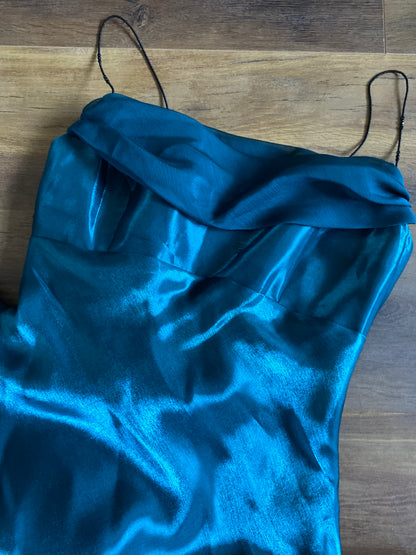 Teal Dave & Johnny silky evening dress UK 12