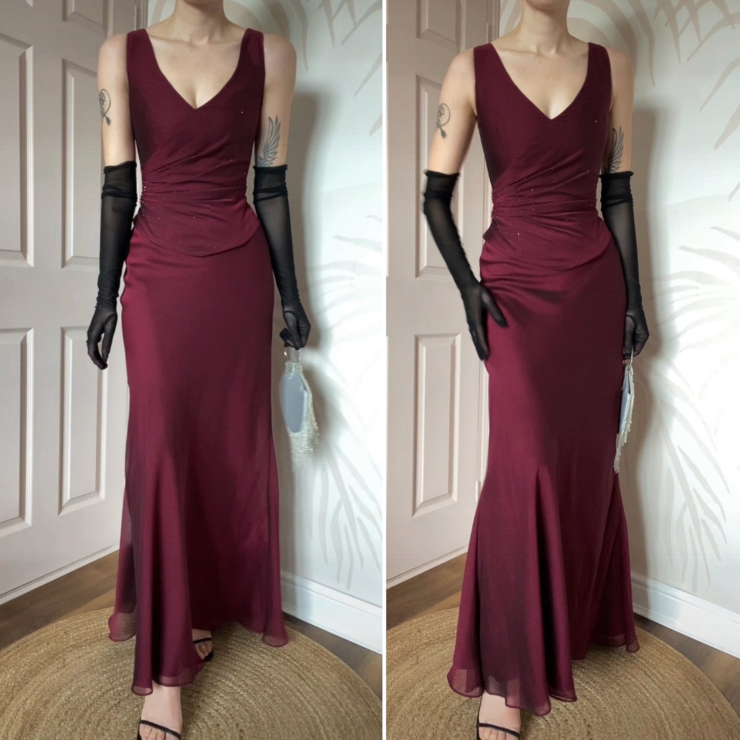 Burgundy 2 piece prom set sizes UK 14 & 16 available