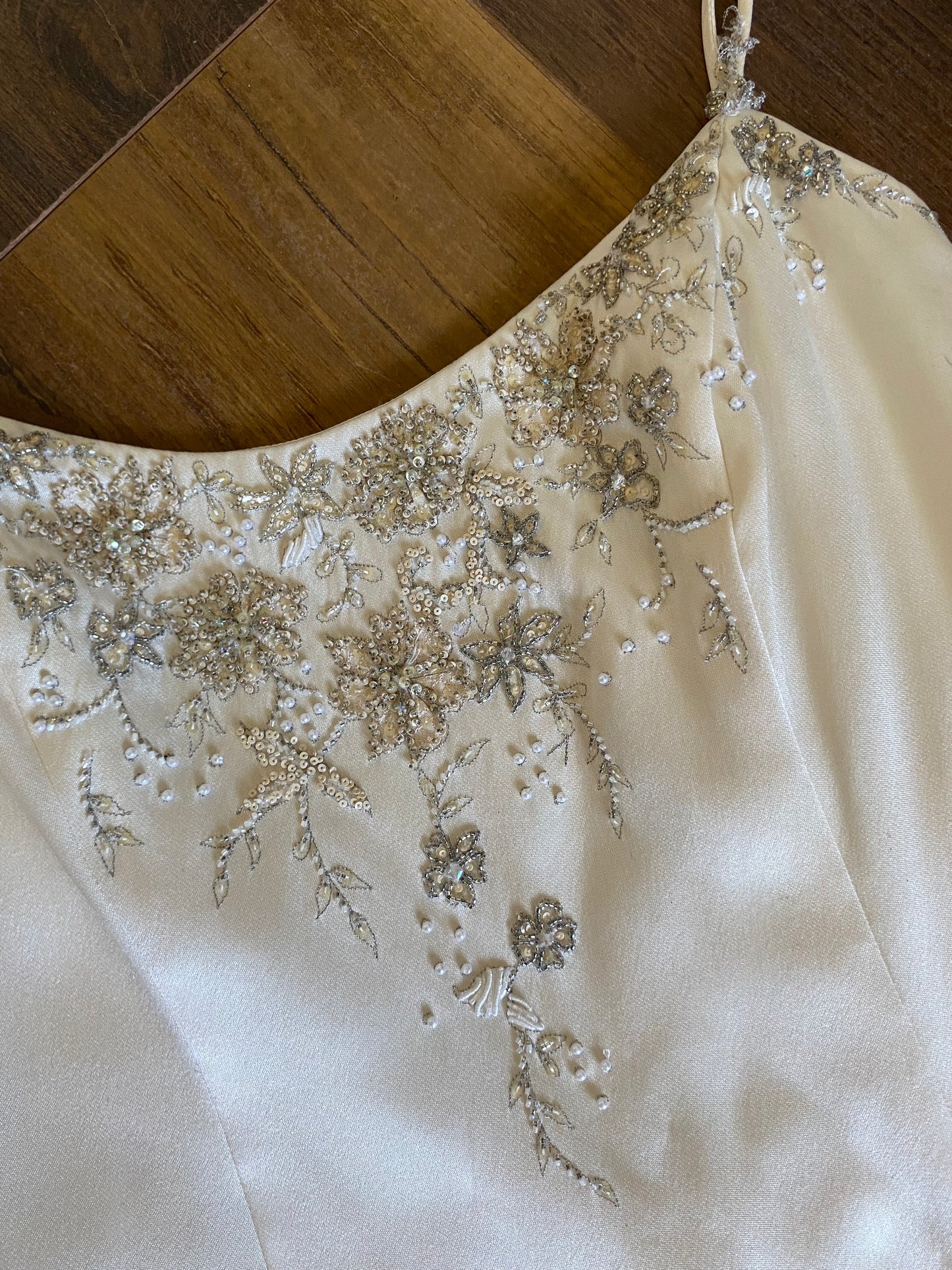 100% silk Carol Li Couture ivory low back wedding dress uk 10