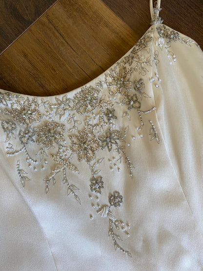 100% silk Carol Li Couture ivory low back wedding dress uk 10