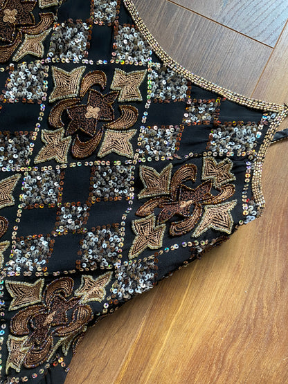 Aftershock silk beaded & sequin evening dress uk 12