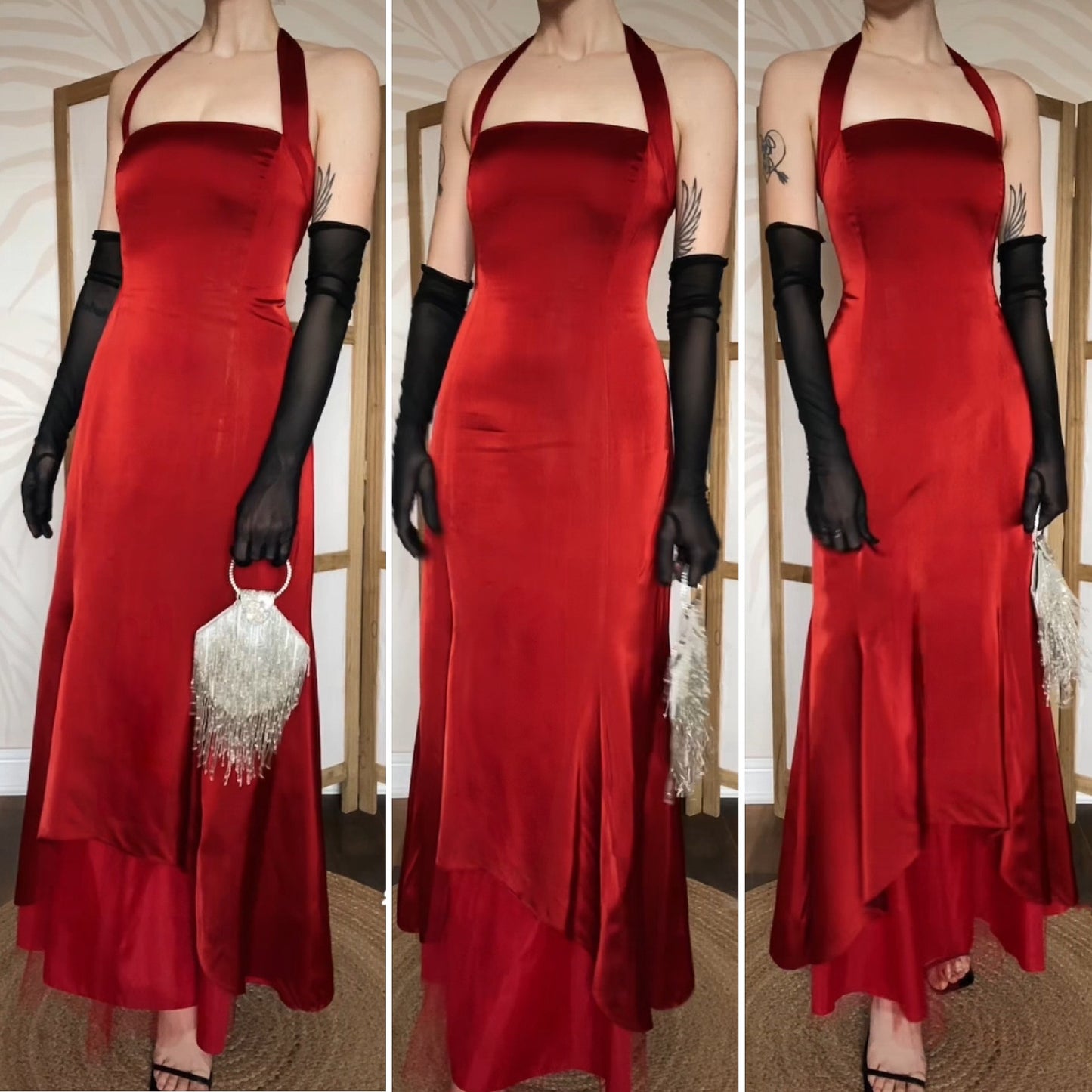Gina Bacconi red halter neck evening dress uk 14