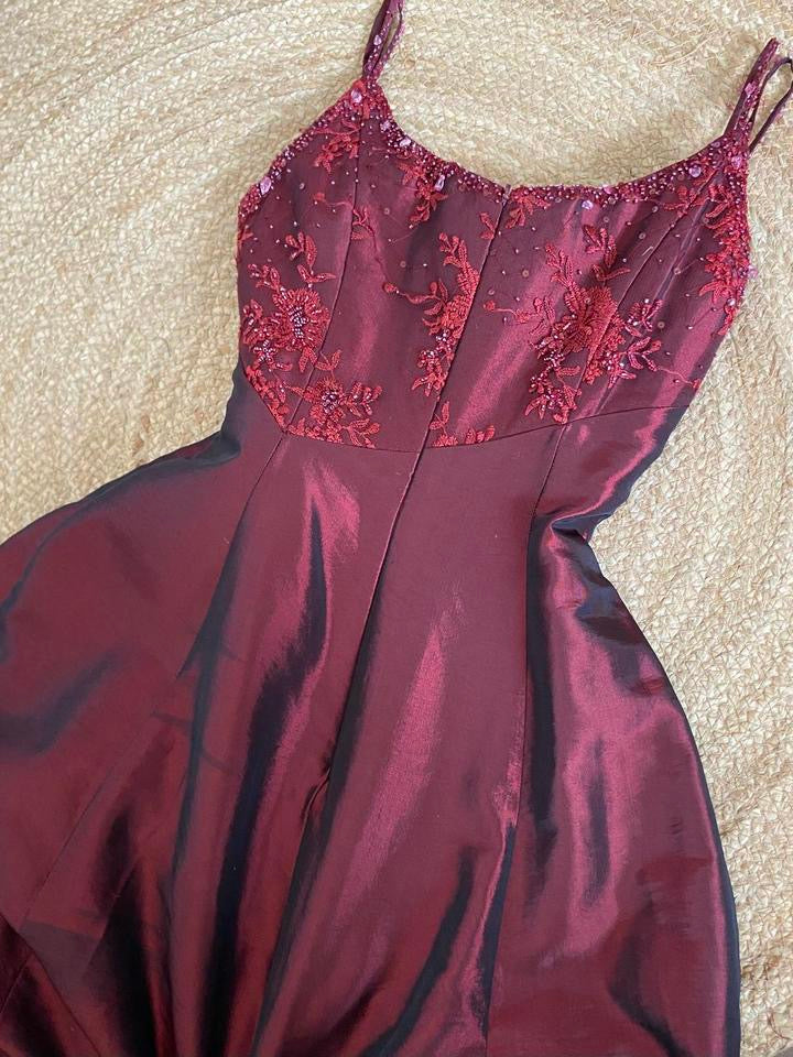 Jora Dark red lace a-line prom dress & shawl uk 12