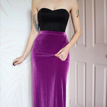 Load image into Gallery viewer, Frank Usher purple velvet maxi skirt UK 10
