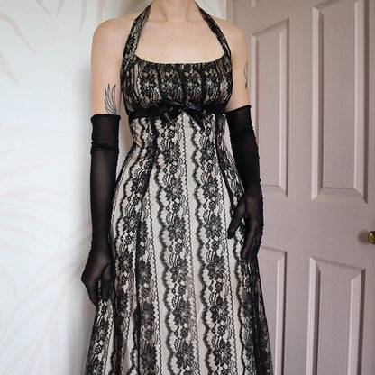 Zum Zum lace halter neck evening prom gown UK 12