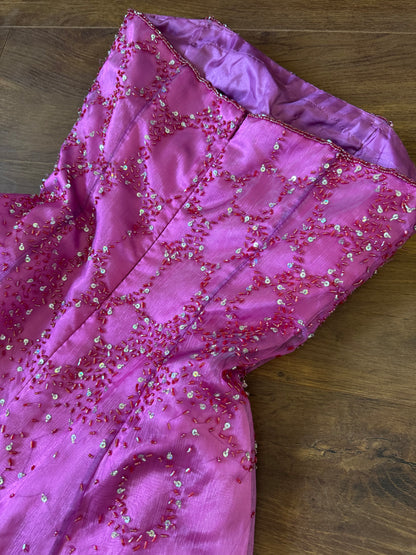 Pink strapless beaded a-line prom dress uk 10-12